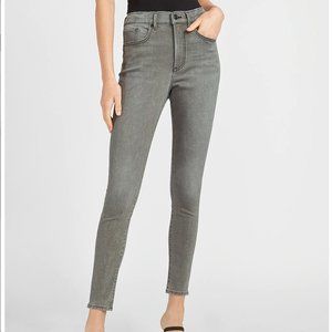 High Waisted Gray Faded Skinny Jeans 18 LONG